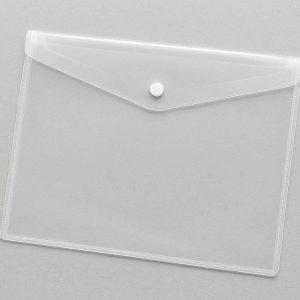 Clear Document Folder Waterproof Plastic Project Pocket Sleeve Envelope Wallet Storage Bag With Button