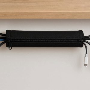 Cable Management Sleeve Neoprene Cord Organizer Wrap Cover Zipper Under Desk Wire Hider Protector