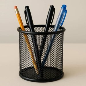 Mesh Pencil Cup Metal Wire Pen Holder Office Storage Basket Stationery Stand For Student Desk