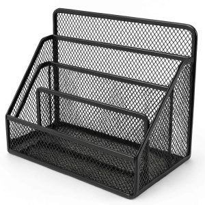 Metal Mesh Desk Organizer Storage Basket Mail Sorter Document File Holder Stationery Display Shelf