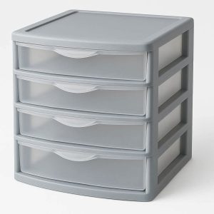 Plastic Desk Organizer Stackable Office Storage Drawers Multi Purpose Countertop Case School Cabinet