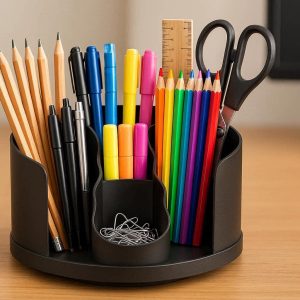 Rotating Desk Organizer Office Pen Holder Art Supplies Pencil Storage Caddy Spinning Desk Neat